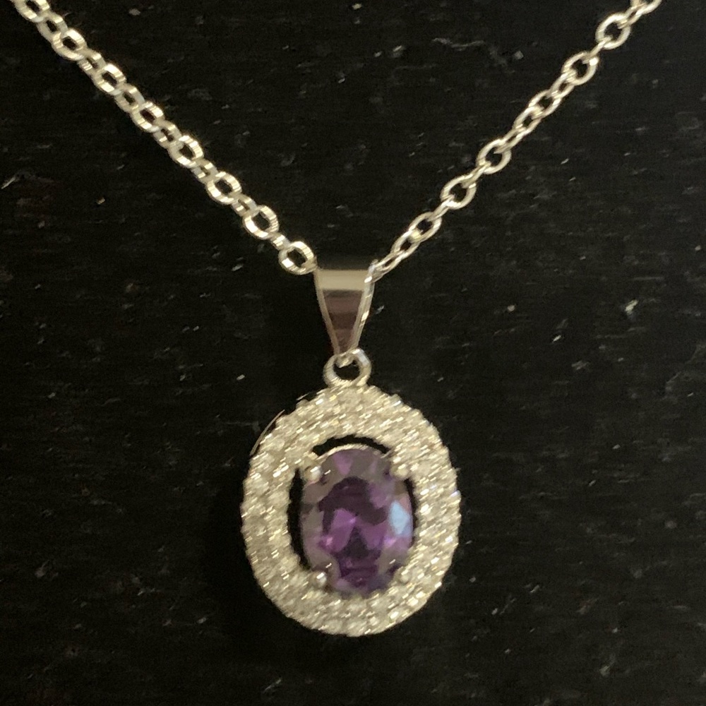 Amethyst Charm Pendant Necklace - Picture 1 of 3
